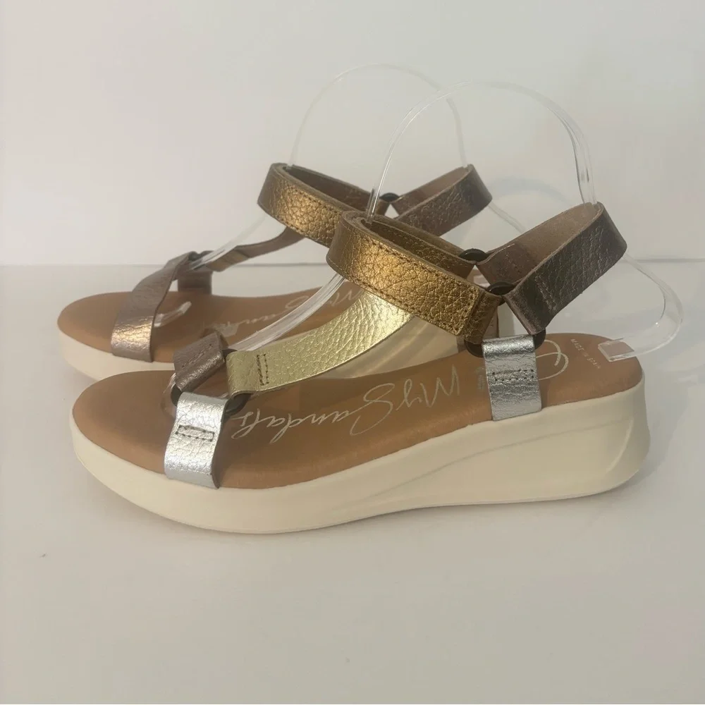 Oh! My Sandals Metallic Multi-Strap Platform Sandals Made in Spain EU 38 US 8